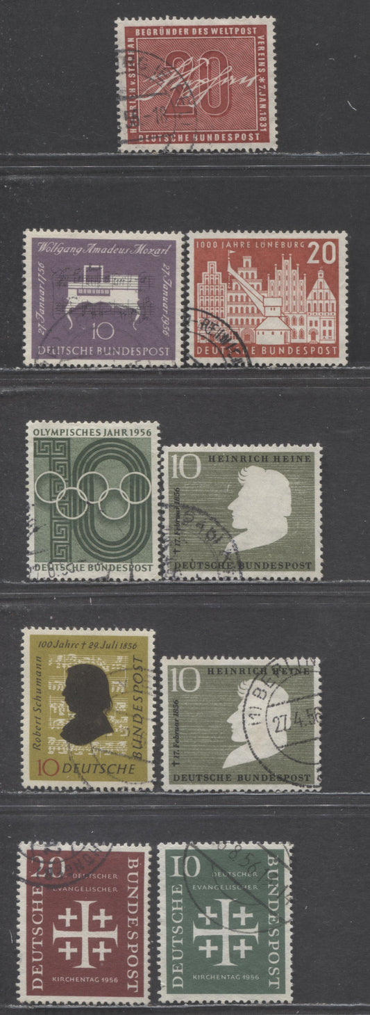 Germany Mi#227 (SC#738)/236 (SC#745) 1956 Von Stephen - German Protestant Issues, Both Types Of Watermarks, P's Upright & Inverted, 9 Very Fine Used Singles, Click on Listing to See ALL Pictures, Estimated Value $25