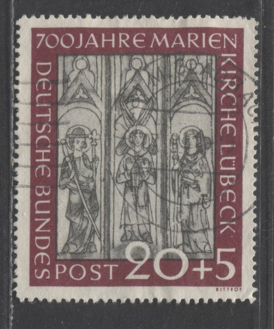 Germany Mi#140 (SC#B317) 20+5pf Red 1951 700th Anniversary Of Marienkirche Semi Postal Issue, A Very Fine Used Single, Click on Listing to See ALL Pictures, Estimated Value $65