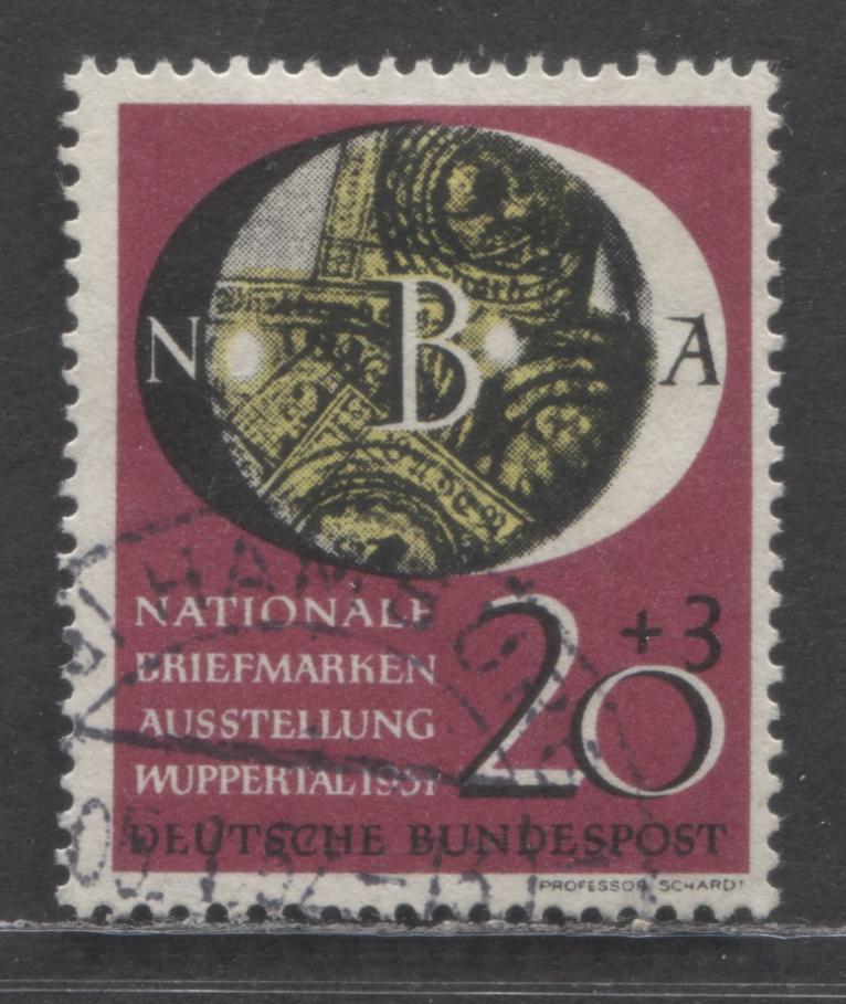 Germany Mi#142 (SC#B319) 20+3pf Multicolored 1951 Philatelic Exhibition Semi Postals, A Fine/Very Fine Used Single, Click on Listing to See ALL Pictures, Estimated Value $25