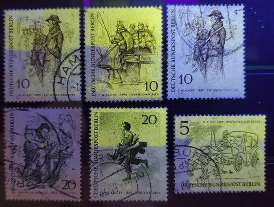 Germany - Berlin Mi#330 (SC#9N267)-334 (SC#9N270) 1969 19th Century Berliners & Berlin Zoo Issues, Assorted Tagging Anomalies, 6 Very Fine Used Singles, Click on Listing to See ALL Pictures, Estimated Value $20