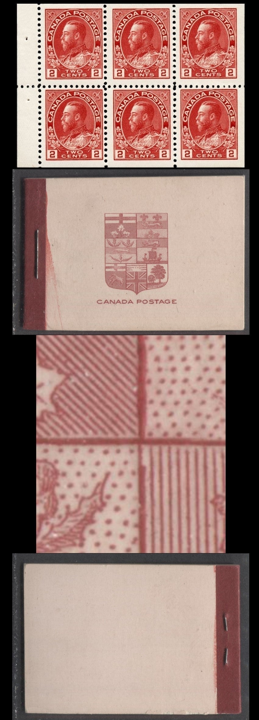 Canada #BK5d 25c Carmine King George V, 1911-1925 Admiral Issue, A FNH Booklet With Two Panes Of 6, Die Flaw On Cover, Stamps 17.7mm x 21.5mm, Vertical Wove Paper, Small Type 2 Text