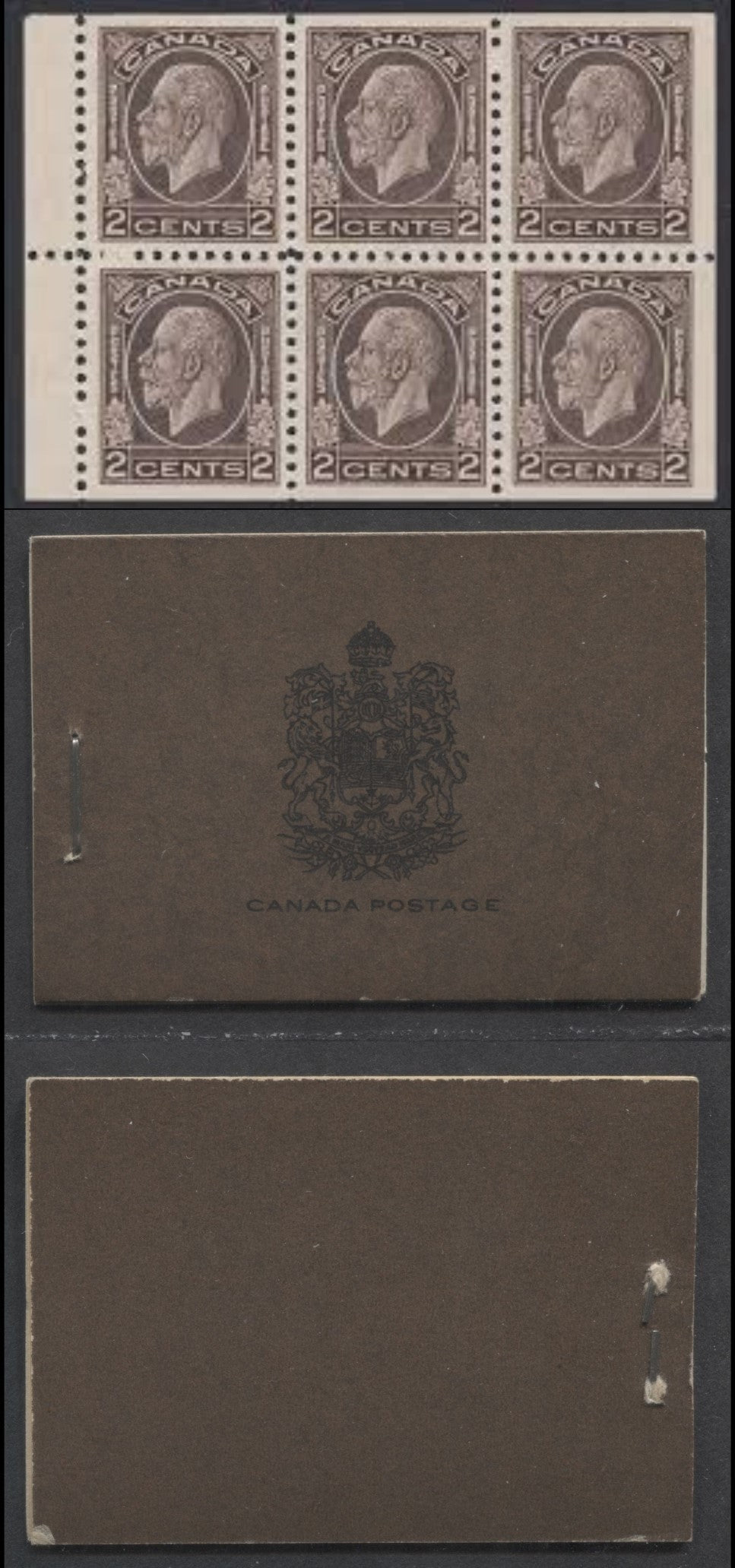 Canada #BK21b 25c Black Brown King George V, 1932 Medallion Issue, A VFNH Booklet With 2 Panes Of 6, Type 2