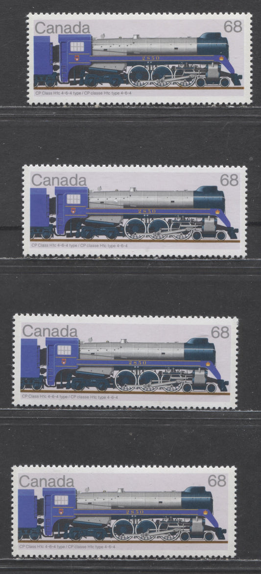 Canada #1121i, 1121var 1986 Locomotives Issue, VFNH Singles On DF/LF Paper And Unlisted MF/LF, LF/LF And DF/DF Papers