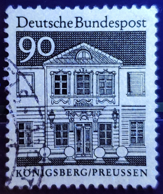 Germany Mi#499var (SC# 947) 90pf Black 1964-1966 German Building Definitives, Very Very Weak Fluorescence, Almost Completely Omitted, A Very Fine Used Single, Click on Listing to See ALL Pictures, Estimated Value $5