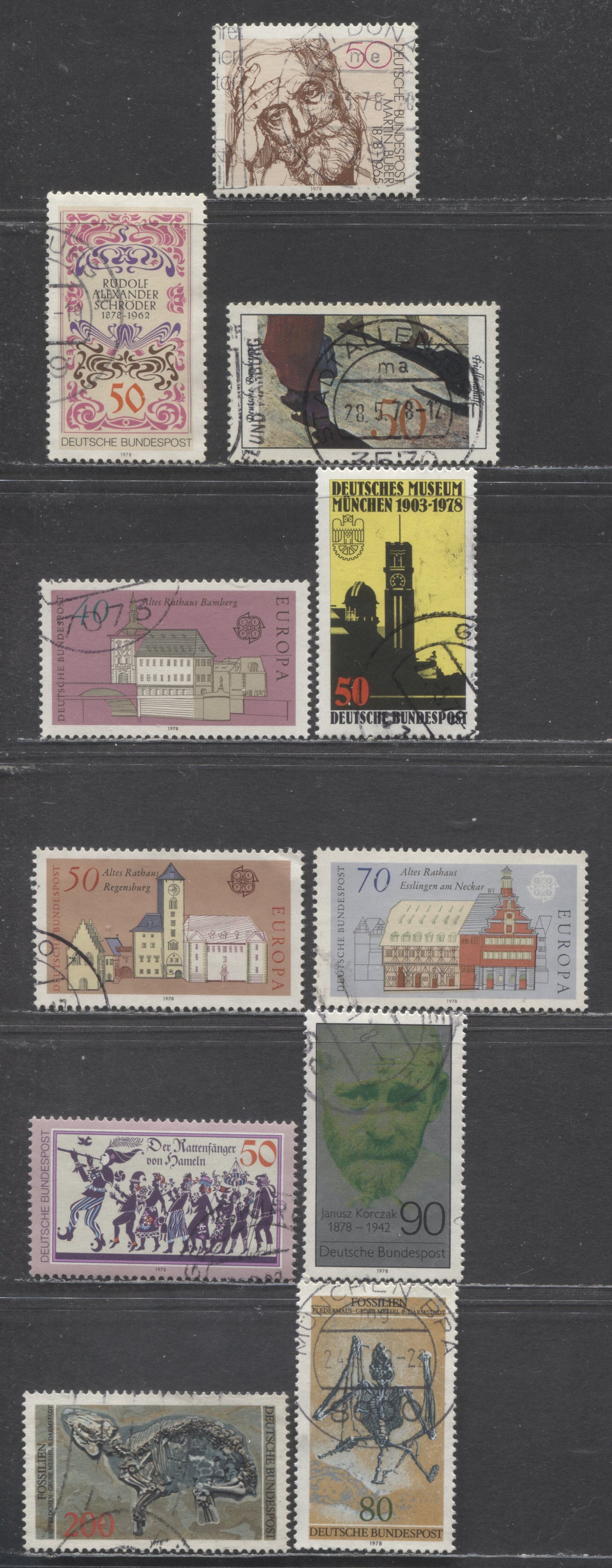 Germany SC#1265-1278(Mi#956/975) 1978 Schroder - Archaeological Heritage Issues, 11 Very Fine Used Singles, Click on Listing to See ALL Pictures, Estimated Value $8 USD