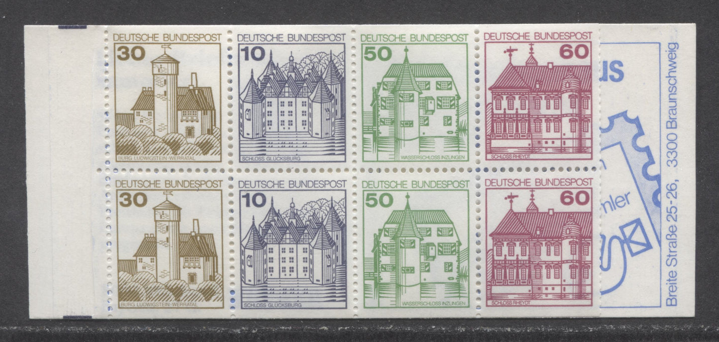 Germany Mi#23a0z (SC# 1231d) 10pf-60pf 1977-1979 Buildings Issue, Kruger Briefmarkensammler Ad On Inside Front Cover & Boreli Ad On Inside Back Cover, A VFNH Complete Booklet, Estimated Value $12