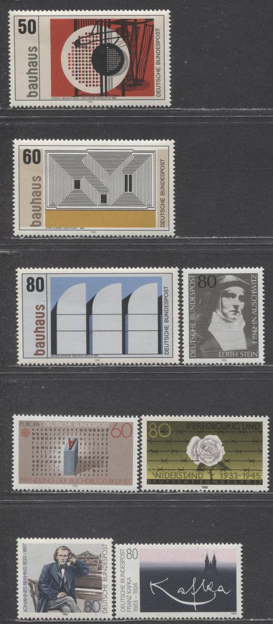 Germany SC#1385/1395(Mi#1162/1172) 1983 Edith Stein - Kafka Issues, 8 VFNH Singles, Click on Listing to See ALL Pictures, Estimated Value $15 USD