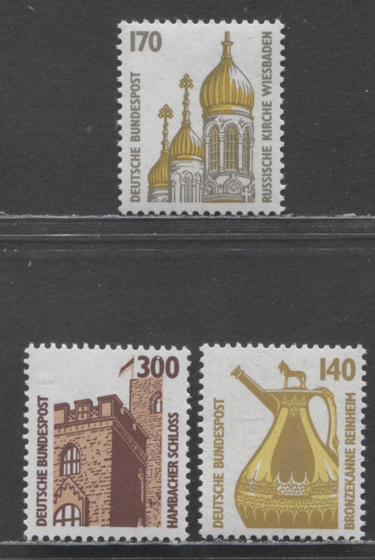 Germany Mi#1348Au (1532)/1535 (1536) 1987-1989 Designs Definitives, 3 VFNH Singles, Click on Listing to See ALL Pictures, Estimated Value $8