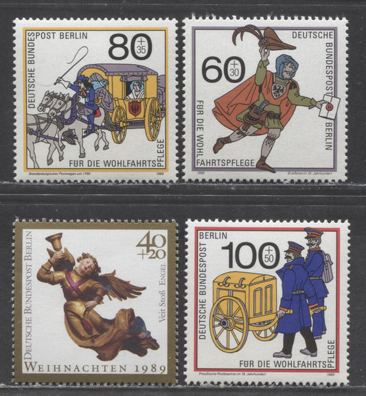 Germany Mi#852 (9NB272)/859 (9NB276) 1989 Mail Carrier & Christmas Semi Postals, 4 VFNH Singles, Estimated Value $14