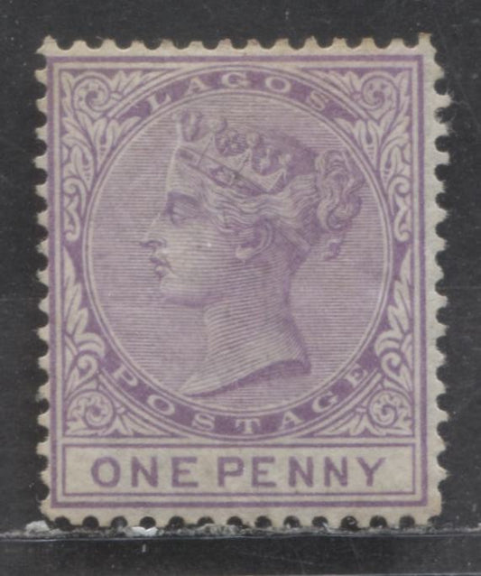 Lagos SC#7 1d Lilac 1876 Queen Victoria Issue, Line Perf 14, Crown CC Wmk, A F/VFOG Single, 2017 Scott Cat. $50