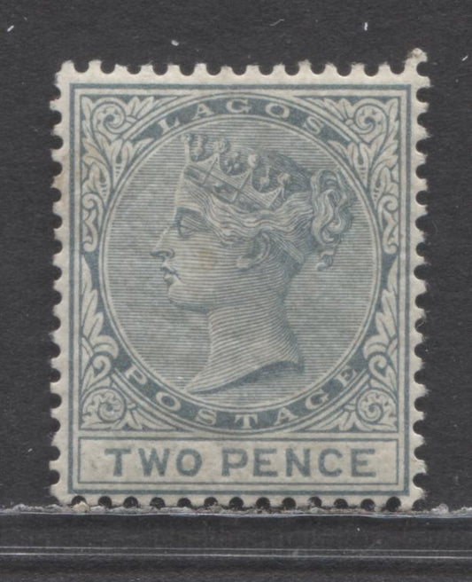 Lot 108 Lagos SC#17 2d Slate Gray 1884-1886 Queen Victoria Issue, 1st Printing, Very Crackly Gum, Crown CA Wmk, A VFOG Single, Click on Listing to See ALL Pictures, 2017 Scott Cat. $100