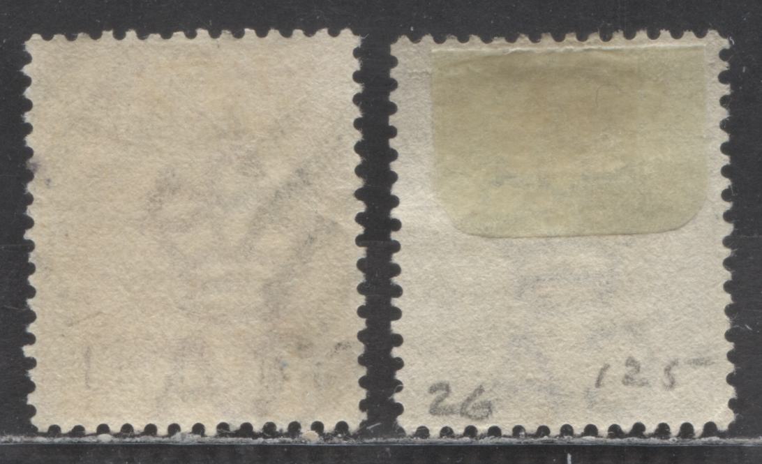 Lagos SC#26/31 1884-1886 Queen Victoria Issue, Scarce Postally Used Examples, 9 Bar Obliterator, Crown CA Wmks, 2 Very Good/Fine Used Singles, Estimated Value $30