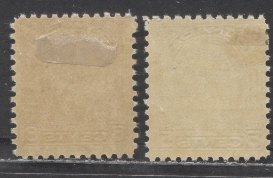 Canada #199-200 5c & 8c Dark Blue & Red Orange King George V, 1932 Medallion Issue, 2 FOG Singles With Deep Yellowish Cream Gum