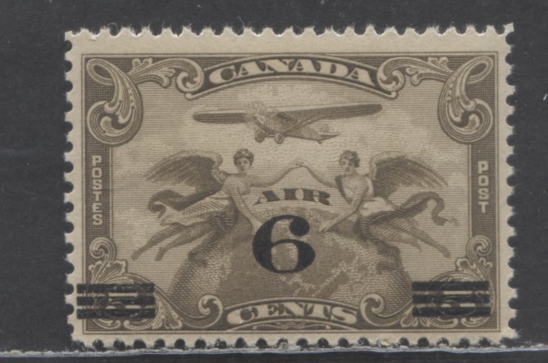 Canada #C3 6c on 5c Brown Olive Winged Figures, 1932 Airmail Issue, A VFNH Single