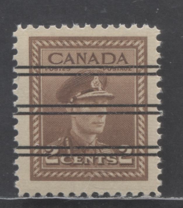 Canada #250xx 2c Brown King George VI, 1942-1943 War Issue, A VFNH Precancelled Single On Horizontal Ribbed Paper With Cream Gum - Unpriced Mint In Unitrade