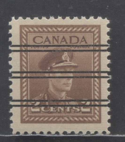 Canada #250xx 2c Brown King George VI, 1942-1943 War Issue, A VFNH Precancelled Single On Horizontal Ribbed Paper With Cream Gum - Unpriced Mint In Unitrade