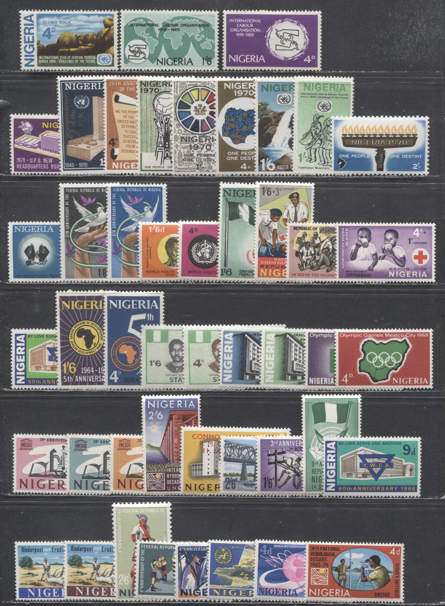 Nigeria SC#198/B3 1966-1970 Conference Of British Commonwealth Prime Ministers - 25th Anniversaty Of United Nations, 47 F/VFNH Singles, Click on Listing to See ALL Pictures, Estimated Value $12