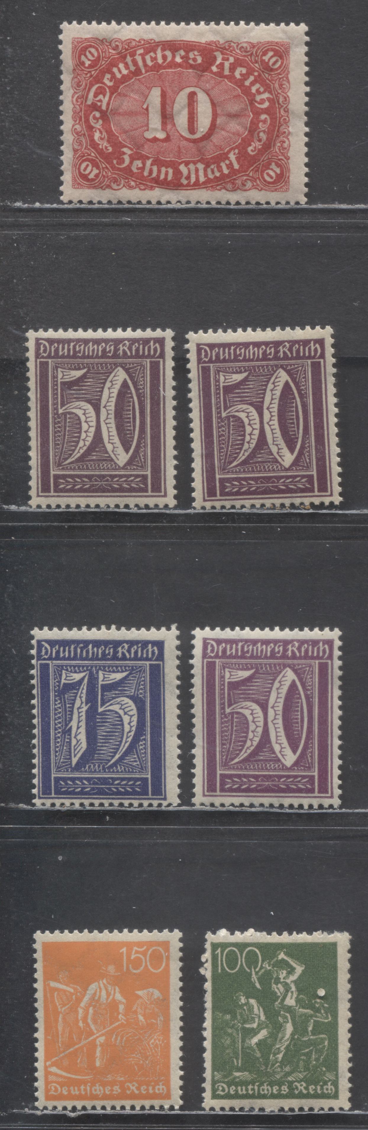 Germany SC#167/195 1921-1922 Numeral Definitives, Includes 3 Shades Of 50pf, Lozenges Wmk, 7 F/VFNH Singles, Click on Listing to See ALL Pictures, 2022 Scott Classic Cat. $6.9