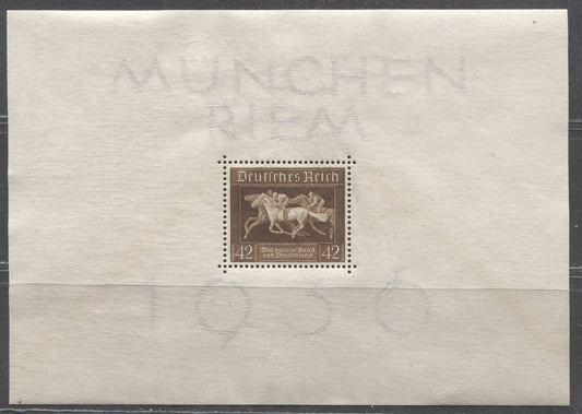 Lot 86 Germany SC#B90 42pf Brown 1936 Blue Ribbon Race Issue, A VFNH Souvenir Sheet, Click on Listing to See ALL Pictures, 2022 Scott Classic Cat. $24