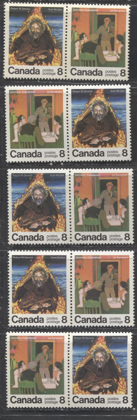 Canada #696a, 696aiii 8c Multicoloured 1976 Canadian Authors, A Specialized Group of VFNH Pairs on Different Papers