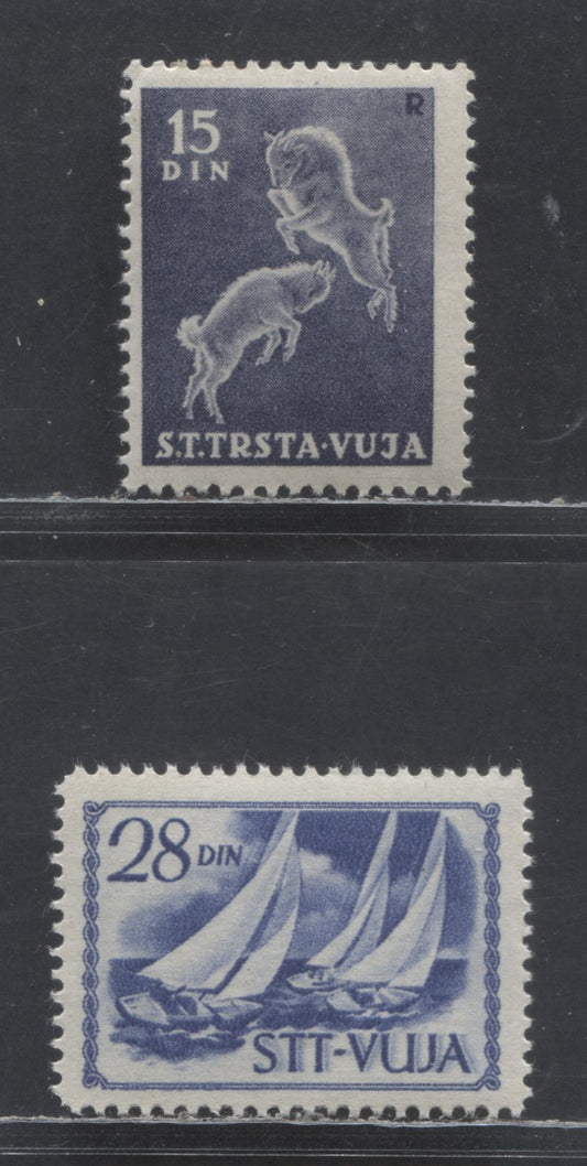 Yugoslavia - Istria & Slovene Coast SC#29/45 1952 Airmail Definitives - Sports Yugoslavia-Trieste Issues, 2 F/VFOG Singles, Click on Listing to See ALL Pictures, Estimated Value $11