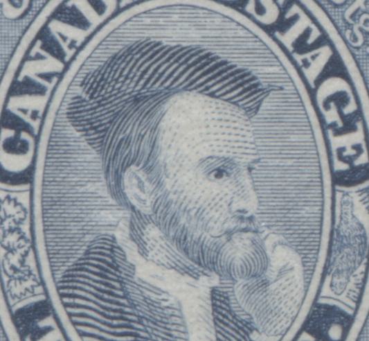 Canada #754var 14c Blue & Multicolored Jacques Cartier, 1978 CAPEX Issue, A VFNH Single With Major Re-Entry, Doubling Of Shading Lines & Dots On Cartier's Face On Left Stamp, Printed On DF1/DF2 Which Appears LF