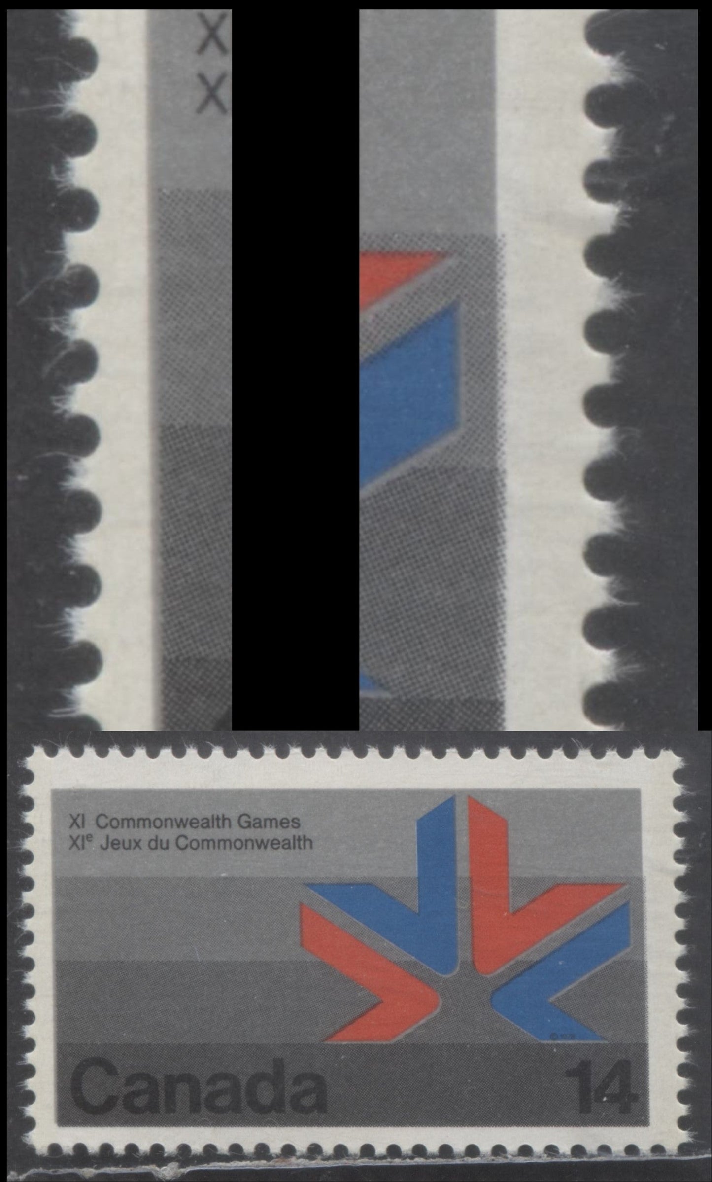 Canada #757var 14c Multicolored Games Emblem, 1978 Commonwealth Games Issue, A VFNH Single On DF1/DF1 Paper, 1/2mm Rightward Shift Of The Black Dot Pattern