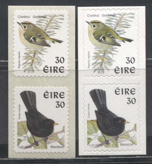 Ireland SC#1115a-1115cd 1998-1999 Bird Definitives, Self Adhesive, Untagged, Perf 9x9.5 On Chalky NF & Perf 11x11.25 On Uncoated HF Paper, 4 VFNH Coil Singles, Click on Listing to See ALL Pictures, 2017 Scott Cat. $28