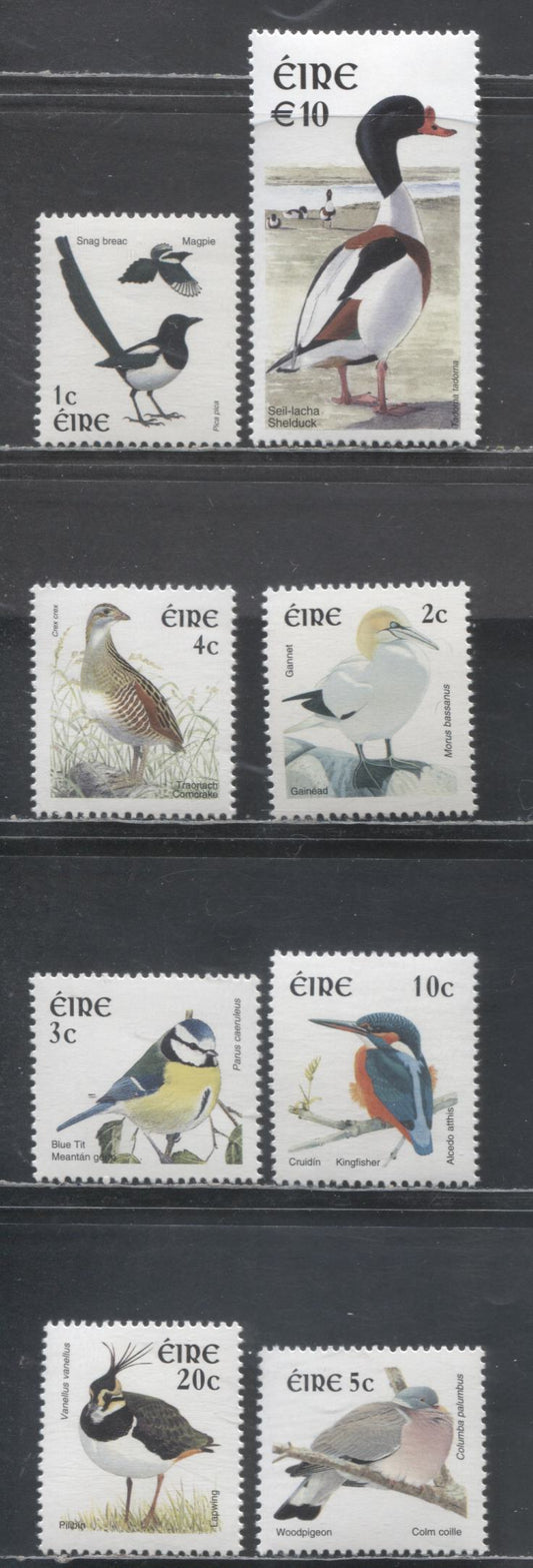 Ireland SC#1353-1369 2002 Bird Definitives, Untagged, HF & NF Papers, 8 VFNH Singles, Click on Listing to See ALL Pictures, 2017 Scott Cat. $39.9