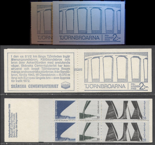 Sweden SC#824a (Facit #HA18B) 15 Ore, 30 Ore & 55 Ore Various Colours 1969 Tjorn Bridges Issue, Perforated Cover Spine, NF & DF Covers, 2 VFNH Booklets Of 6 (2x3), Click on Listing to See ALL Pictures, Estimated Value $15