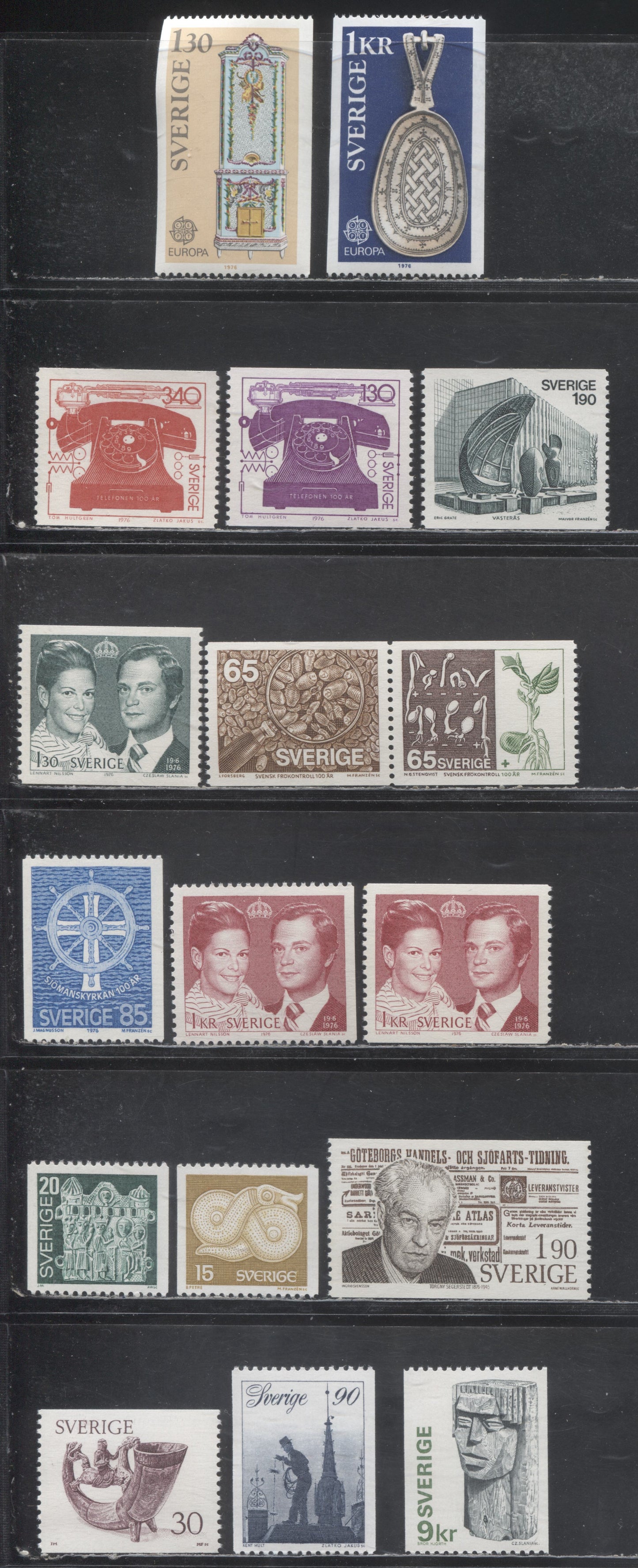 Sweden SC#1152/1177 1976 Eric Grate - 1976 Definitives, 17 VFNH Singles, Click on Listing to See ALL Pictures, 2017 Scott Cat. $12.2