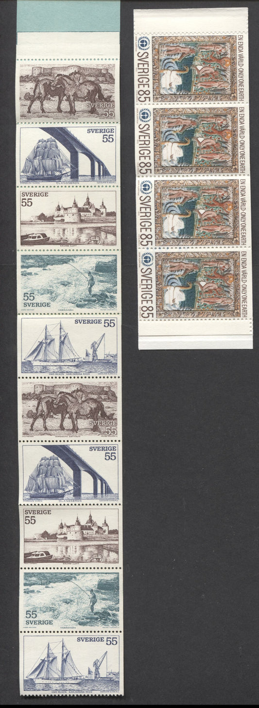 Sweden SC#932a (Facit #H255)/935a (Facit #H257) 1972 In the Southeast & UN Environment Conference Issues, DF and HF Covers, 2 VFNH Booklets of 10 and 8, Click on Listing to See ALL Pictures, Estimated Value $15