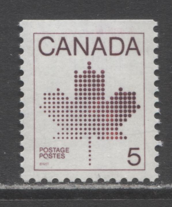 Canada #940T1 5c Purple Maple Leaf, 1982-1987 Booklet Issue, A VFNH Single With G2aR Tagging Error On Lf/LF Paper