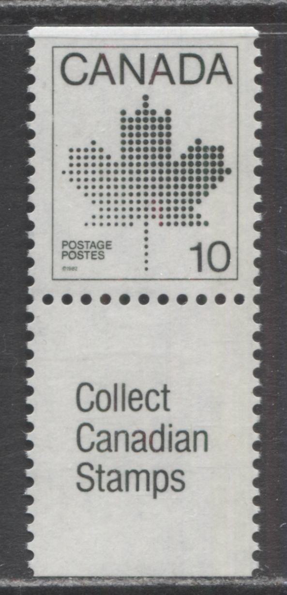 Canada #944 10c Dark Green Maple Leaf, 1982-1987 Booklet Issue, A VFNH Pair On G2aR Tagging Error