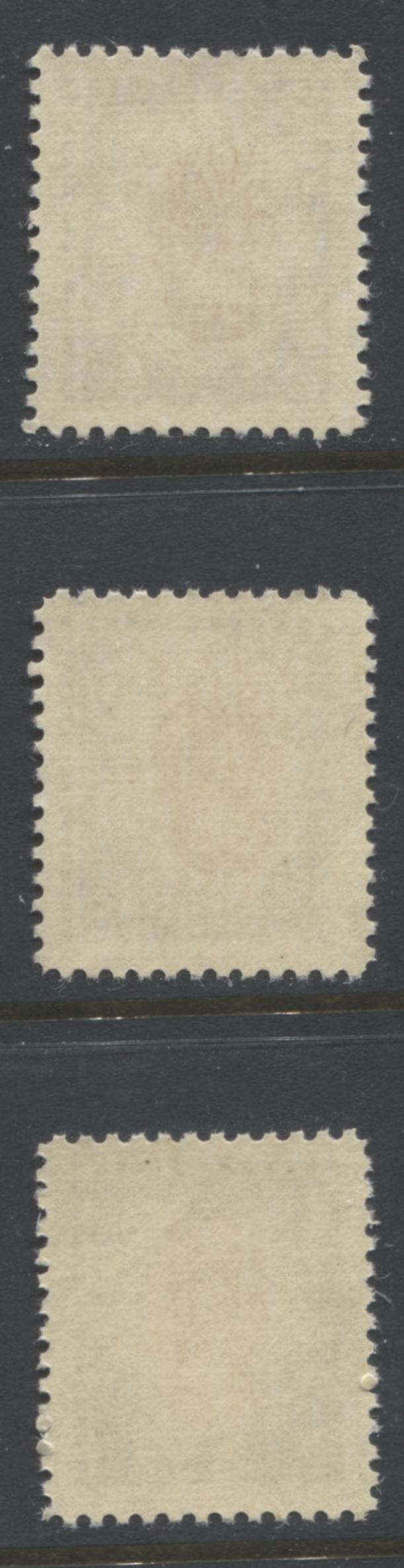 Lot 34 Canada #364 5c Olive Grey & Vermilion House On Fire, 1956 Fire Prevention Issue, 3 VFNH Singles, Horizontally Ribbed Paper, Cream Semi-Gloss Gum With Shifted Vignettes