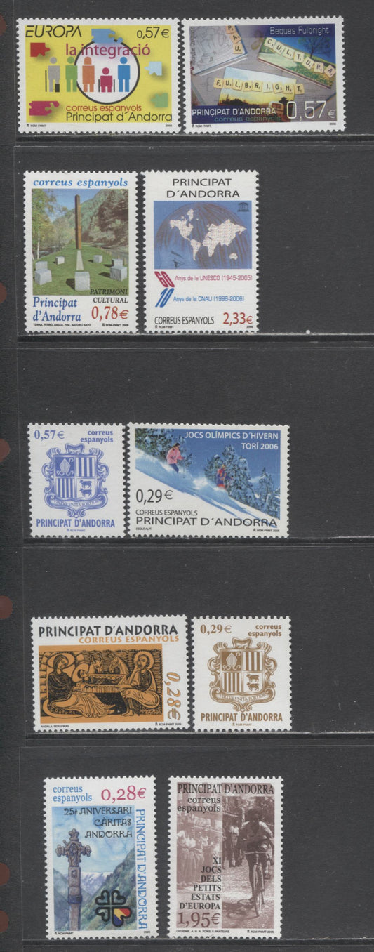 Andorra (Spanish Admin) SC#314/325 2005-2006 9th Games Of Small European States/UNESCO Issues, 10 VFNH Singles, Click on Listing to See ALL Pictures, 2017 Scott Cat. $21.1