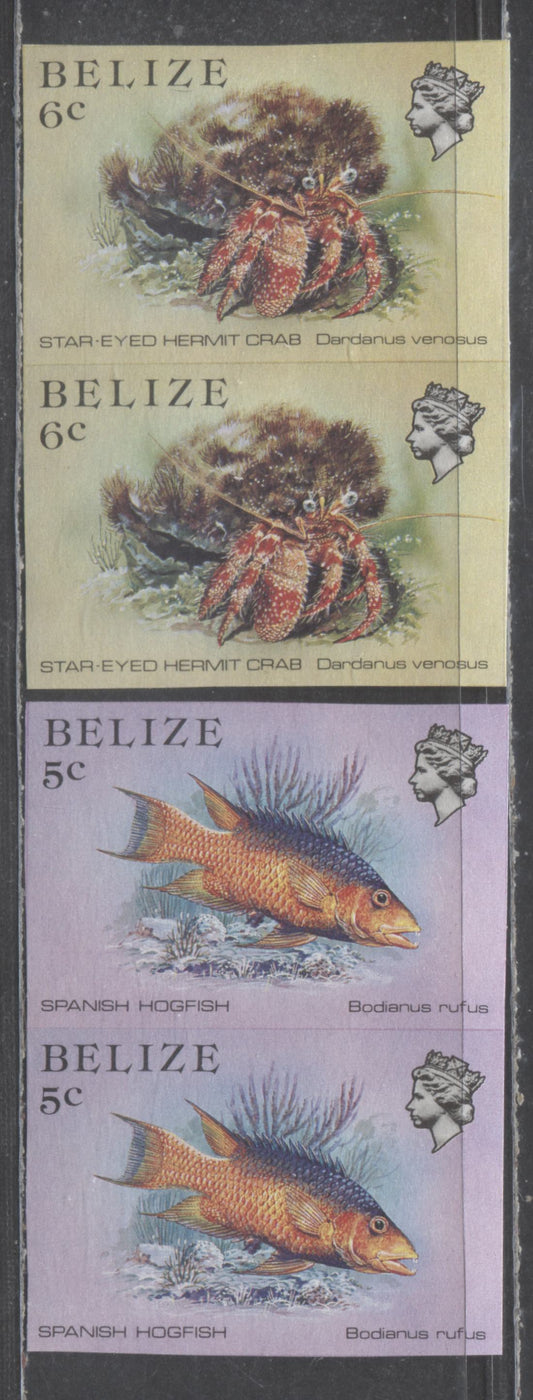 Belize SC#703-704 1984 Marine Life, Format Security Printers Archives, 2 VFNH Imperf Pairs, Click on Listing to See ALL Pictures, Estimated Value $30