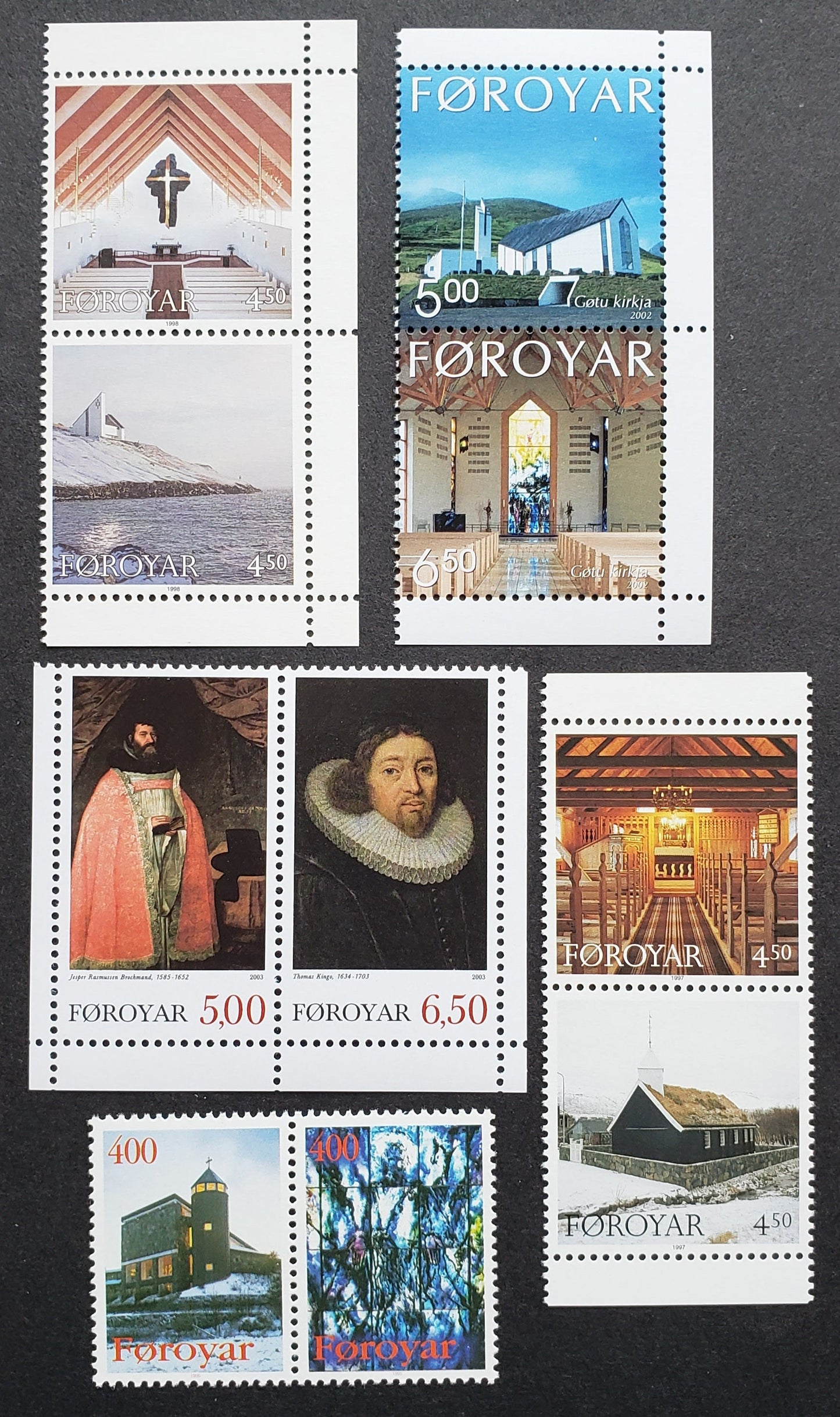 Faroe Islands SC#293/437 1995-2003 Christmas - Christmas, 5 VFNH Pairs, Click on Listing to See ALL Pictures, 2017 Scott Cat. $16.3