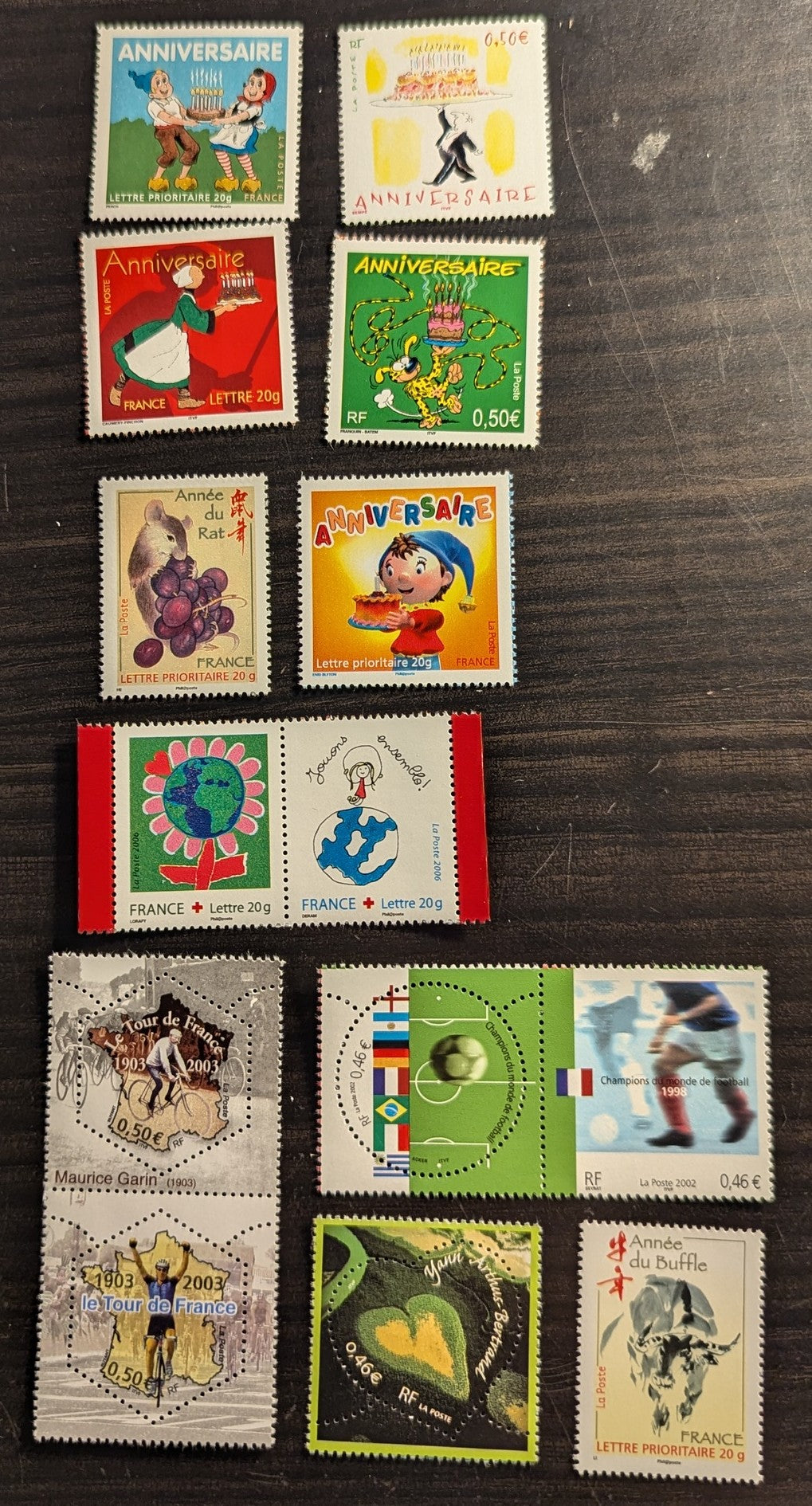 France SC#2867/B712 2002-2009 Heart Of Voh - Children's Art Semi Postals, 11 VFNH Singles & Pairs, Click on Listing to See ALL Pictures, 2017 Scott Cat. $19.75