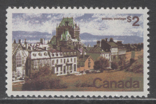 Canada #601 $2 Multicoloured Quebec City, 1972-1979 Landscape Definitive Issue, A VFNH Singles Plate 2 on MF7/HF8 Paper