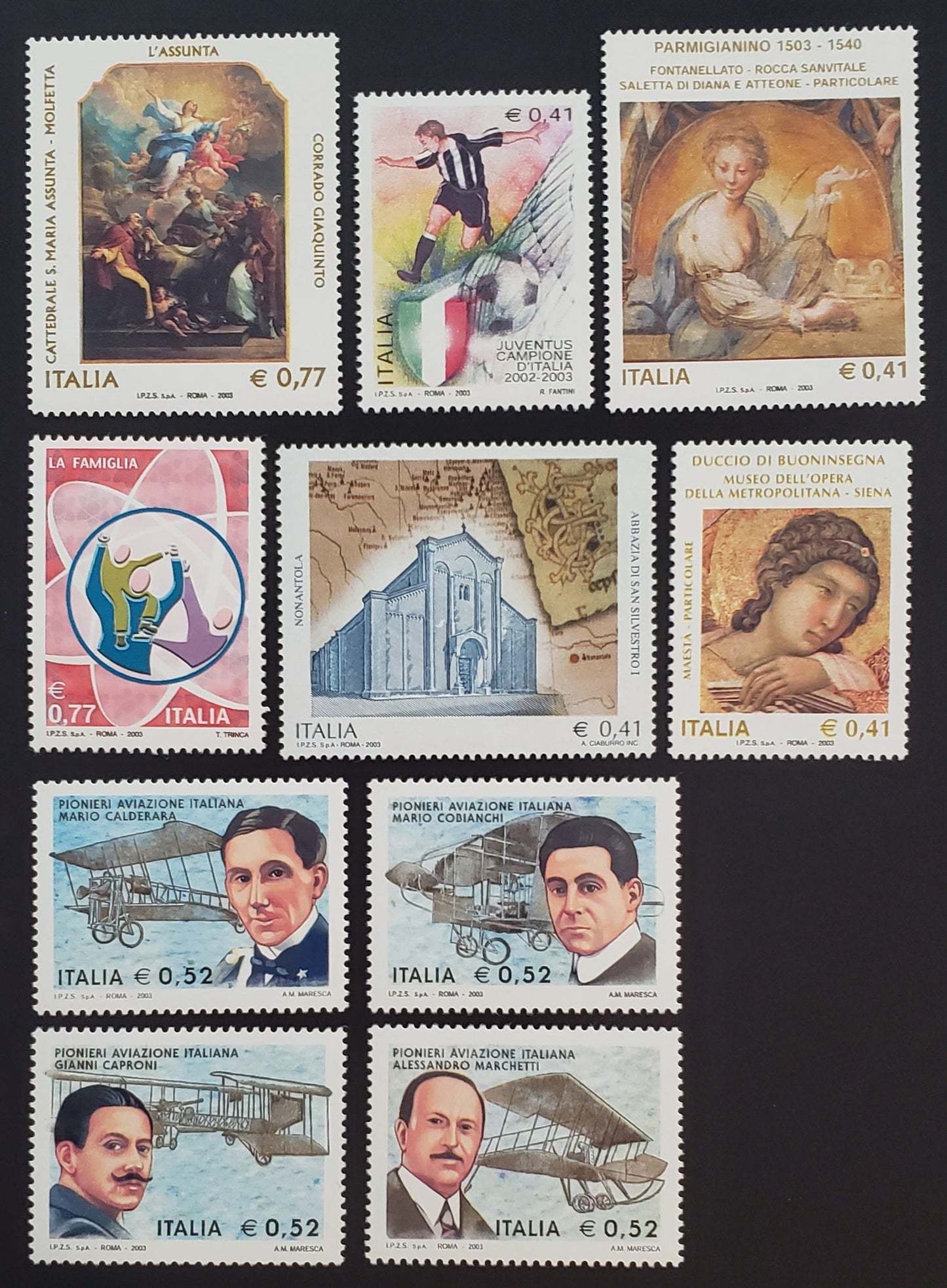 Italy SC#2558/2572 2003 The Assumption / Maesta Issues, 10 VFNH Singles, Click on Listing to See ALL Pictures, 2017 Scott Cat. $15.3