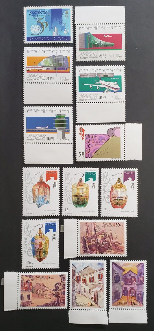 Lot 128 Macao SC#798/815 1995-1996 UN 50th Anniv. / Paintings By Estorninho Issues, 14 VFNH Singles, Click on Listing to See ALL Pictures, 2017 Scott Cat. $16.5