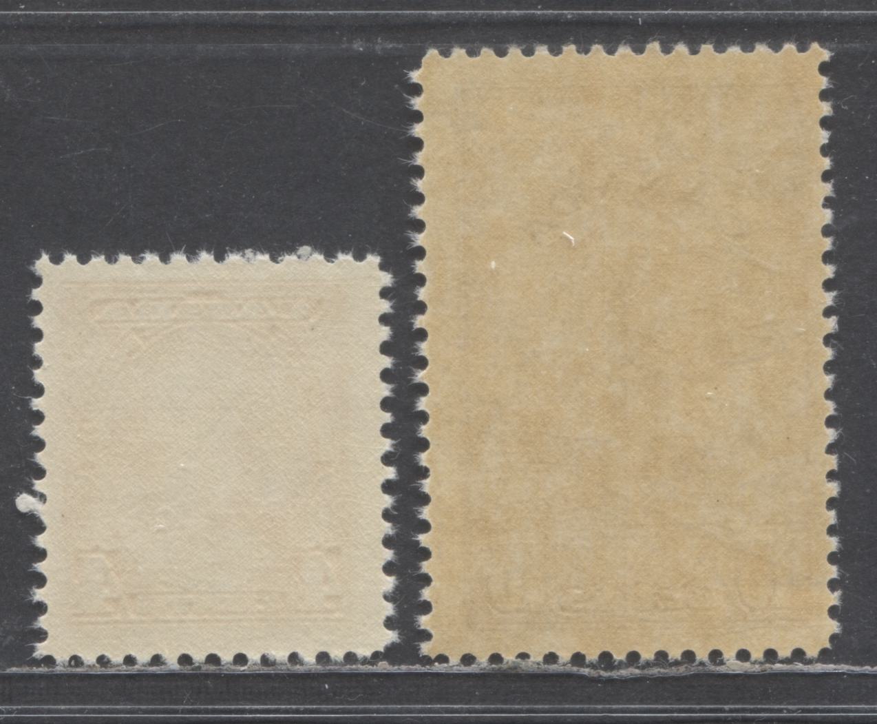 Canada #220, 257 4c, 10c Yellow & Brown King George V & Parliament Buildings, 1935-1949 Dated Die & War Issues, 2 Fine NH Singles On Vertical Wove Paper, White & Deep Brownish Gums