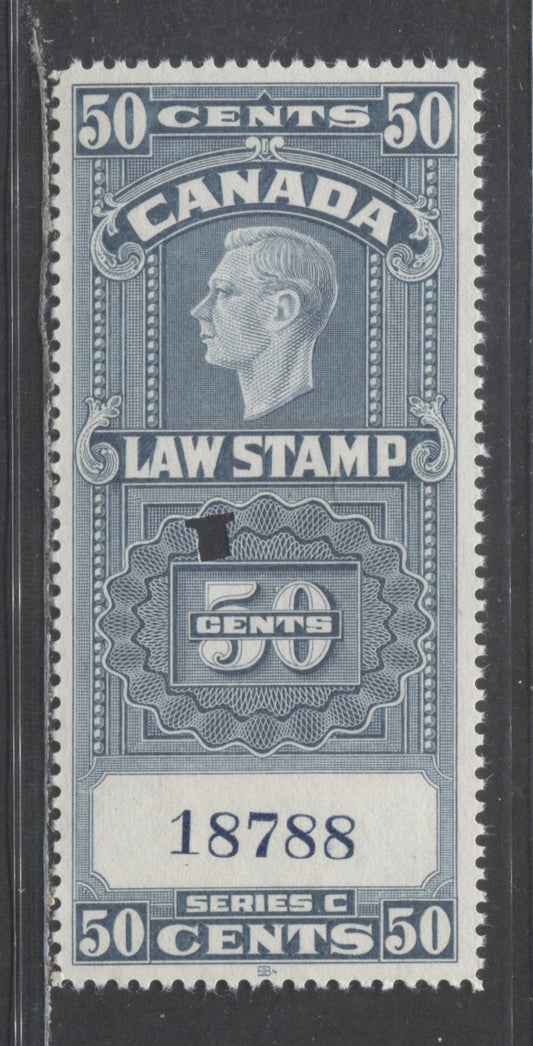 Lot 100 Canada #FSC25 50c Slate Blue King George VI, 1938-1967 Federal Law Stamp Issue, A VF Used Single