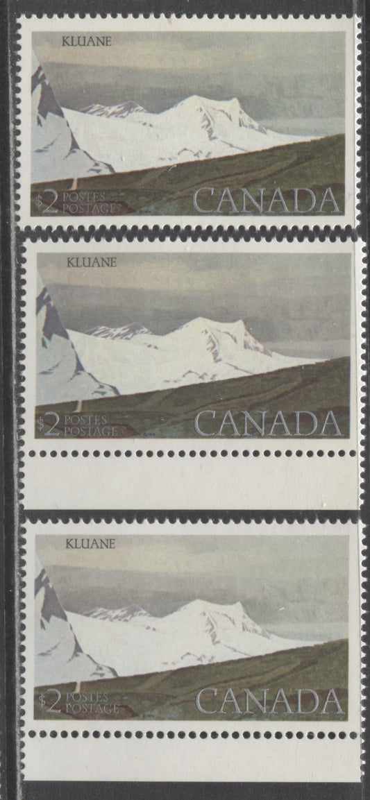 Canada #727i $2 Multicoloured Kluane National Park, 1977-1982 Floral & Environment Issue, 3 VFNH Singles On DF1/DF1 and DF2/DF1 Papers, 4 Different Sky, Mountain & Ground Shades, Different Fom Lot 495