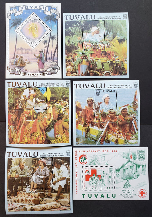 Lot 109 Tuvalu SC#489/514 1988 Intl. Red Cross / Christmas Issues, 6 VFNH Souvenir Sheets, Click on Listing to See ALL Pictures, 2017 Scott Cat. $11.1