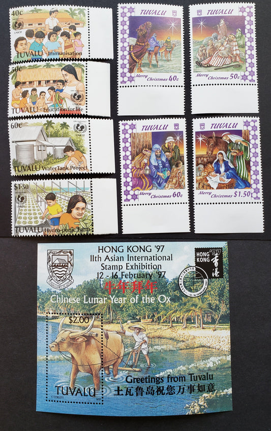 Lot 120 Tuvalu SC#721/741 1996-1997 UNICEF / New Year Issues, 8 VFNH Singles And A Souvenir Sheet, Click on Listing to See ALL Pictures, 2017 Scott Cat. $14.8