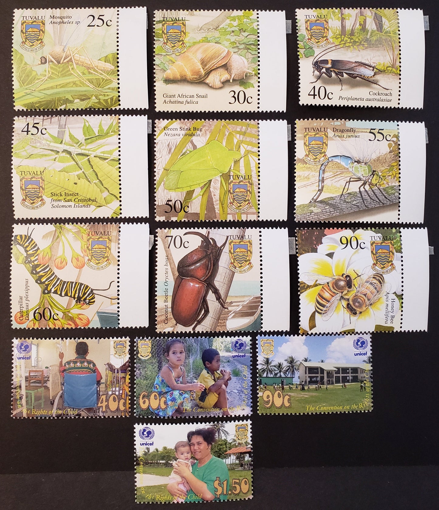 Lot 133 Tuvalu SC#862/885 2001-2002 Fauna / UN Special Session On Children Isssues, 13 VFNH Singles, Click on Listing to See ALL Pictures, 2017 Scott Cat. $14.1