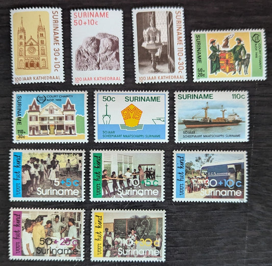 Lot 155 Surinam SC#752/B350 1986 Surinam Shipping Co, 50th Anniv - Youth Activities Issues, 12 VFNH Singles, Click on Listing to See ALL Pictures, 2017 Scott Cat. $13.65