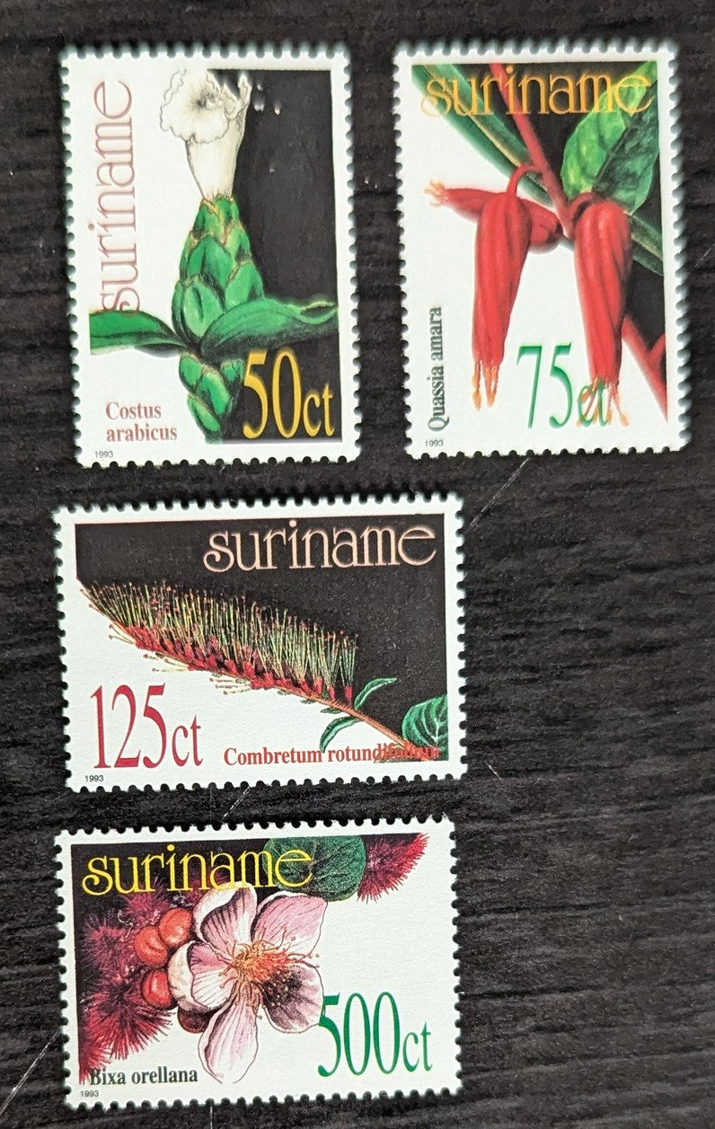 Lot 177 Surinam SC#938-941 1993 Medicinal Plants Issue, 4 VFNH Singles, Click on Listing to See ALL Pictures, 2017 Scott Cat. $13.5